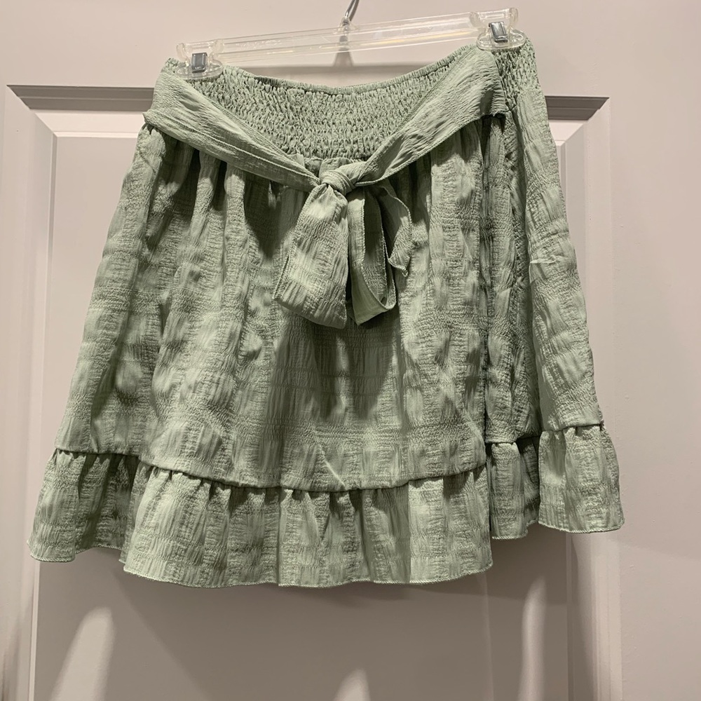Green bow stretchy summer skirt